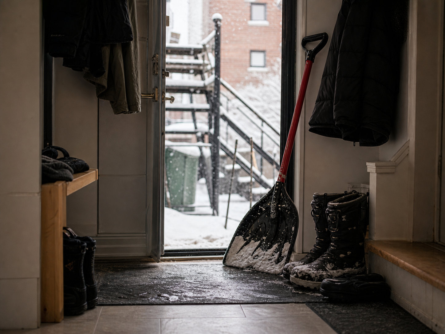 An entryway affected by snow-removal habits
