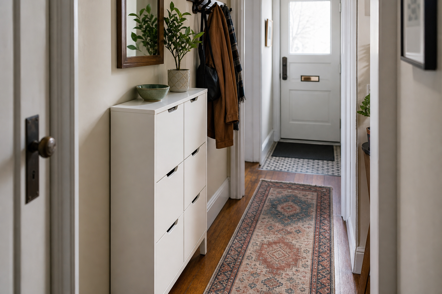 Tiny hallways are turning shoe storage into furniture