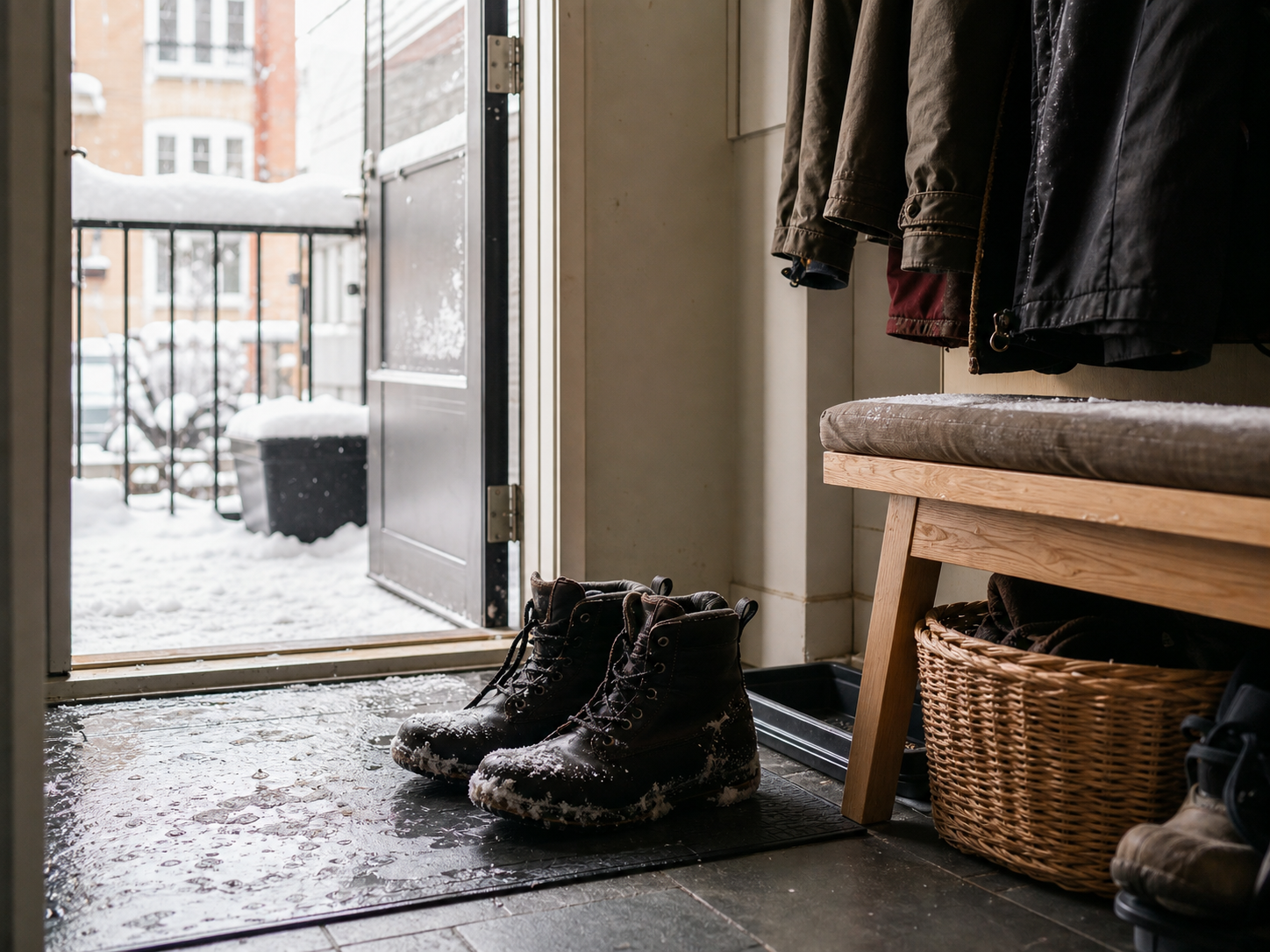 Choose entry flooring for wet traffic, not showroom looks