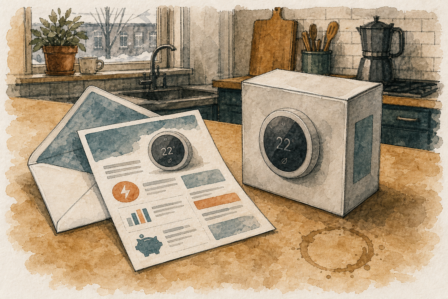 Thermostat offer context tied to real household evaluation.