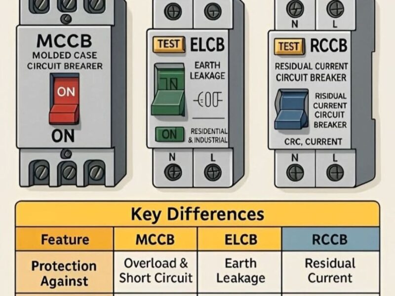 differences between MCCB, ELCB and RCCB