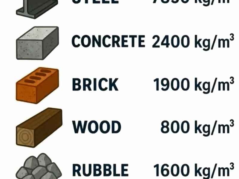 density of material used in construction